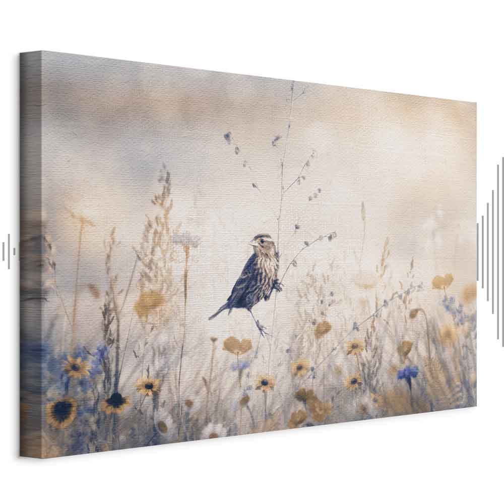 Flowers and Birds Multicolor Canvas Print