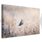 Flowers and Birds Multicolor Canvas Print