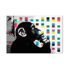 Banksy Thinker Monkey Graffiti Multicolor Canvas Print