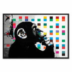 Banksy Thinker Monkey Graffiti Multicolor Canvas Print