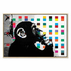 Banksy Thinker Monkey Graffiti Multicolor Canvas Print