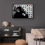 Banksy Thinker Monkey Graffiti Multicolor Canvas Print