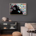 Banksy Thinker Monkey Graffiti Multicolor Canvas Print