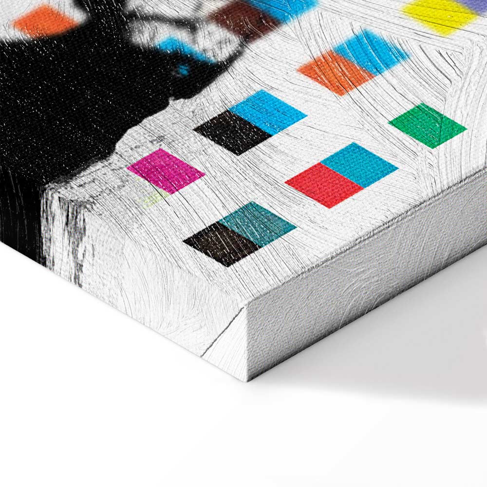 Banksy Thinker Monkey Graffiti Multicolor Canvas Print