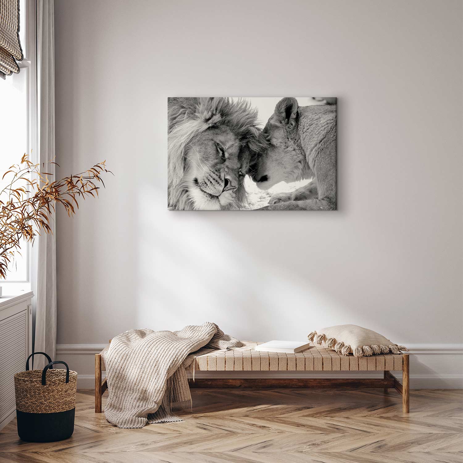 Romantic Lion Couple Canvas Print