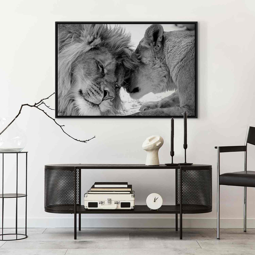 Romantic Lion Couple Canvas Print