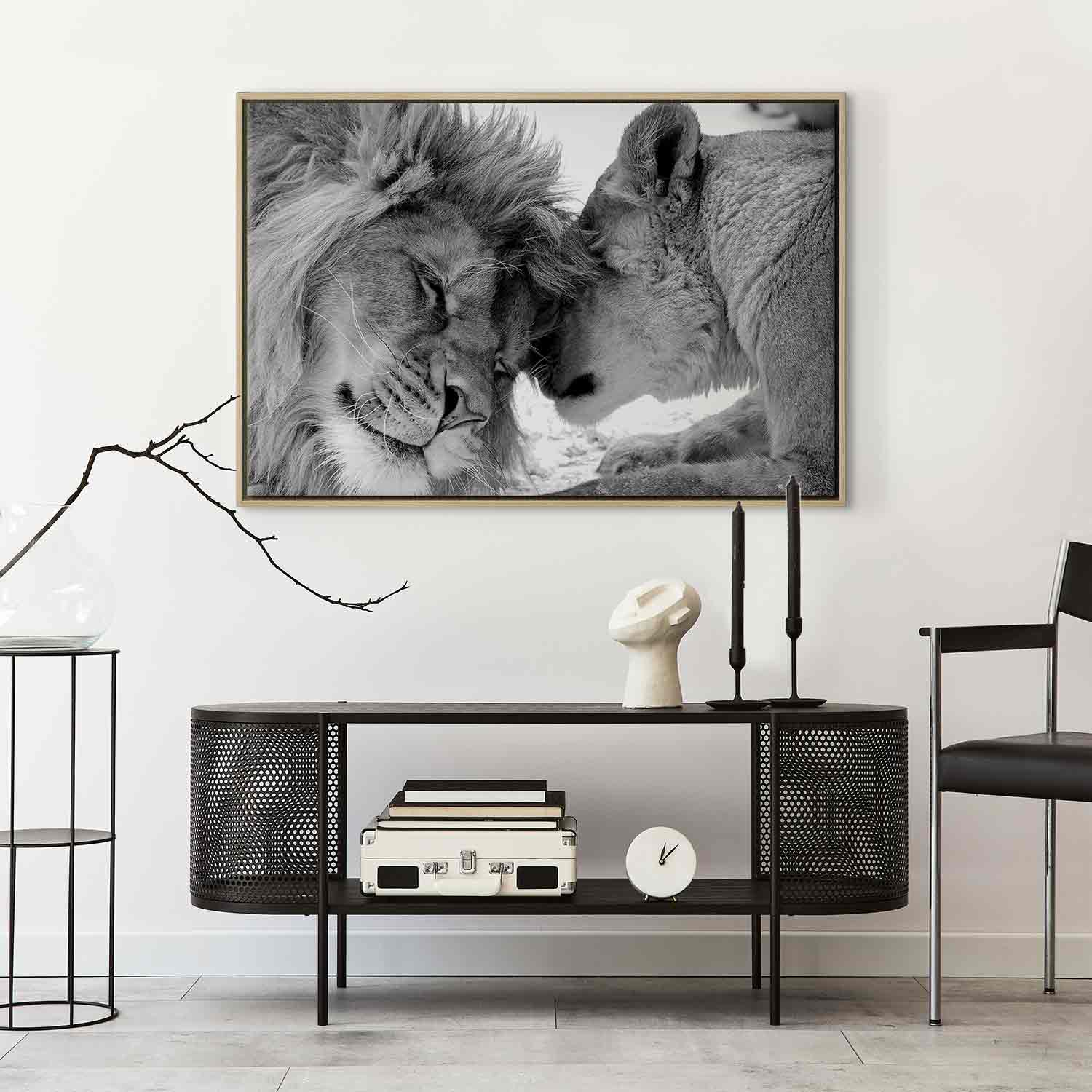 Romantic Lion Couple Canvas Print