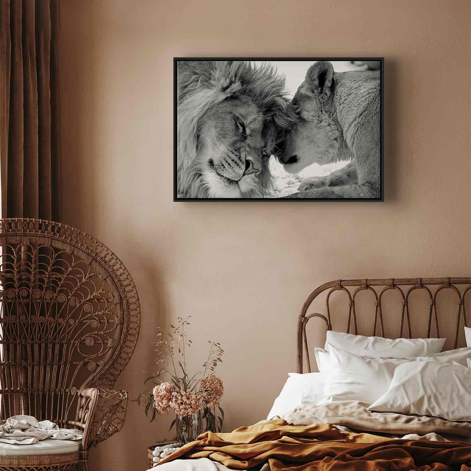 Romantic Lion Couple Canvas Print