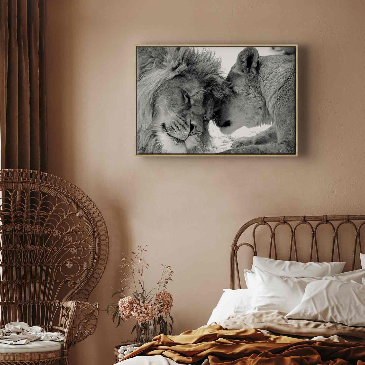Romantic Lion Couple Canvas Print