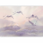 Flying Swans Watercolour Purple Wall Mural