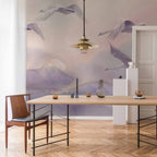 Flying Swans Watercolour Purple Wall Mural
