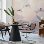 Flying Swans Watercolour Purple Wall Mural