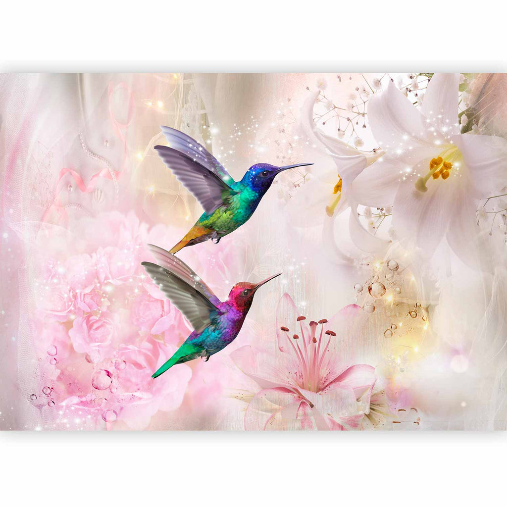 Colourful Hummingbirds Floral Pink Wall Mural