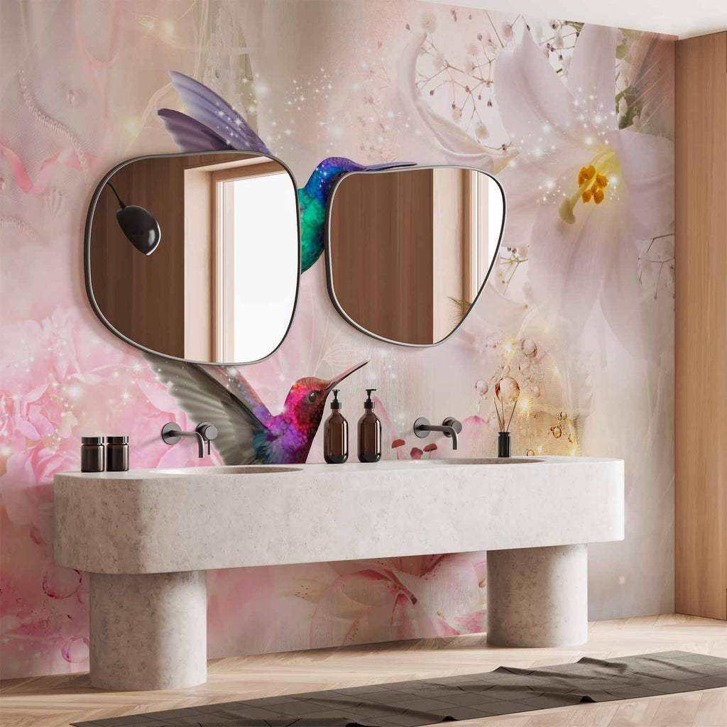 Colourful Hummingbirds Floral Pink Wall Mural