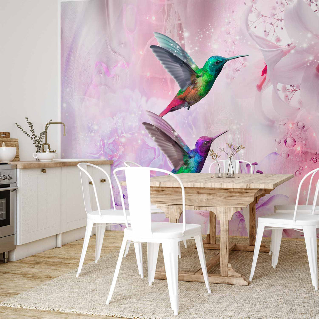 Colourful Hummingbirds Purple Wall Mural