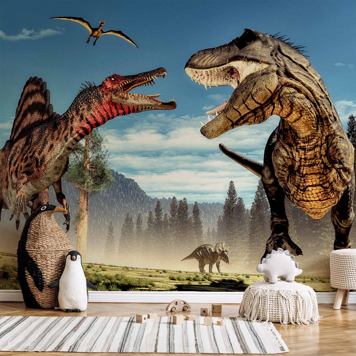Fighting Dinosaurs Nature Wall Mural