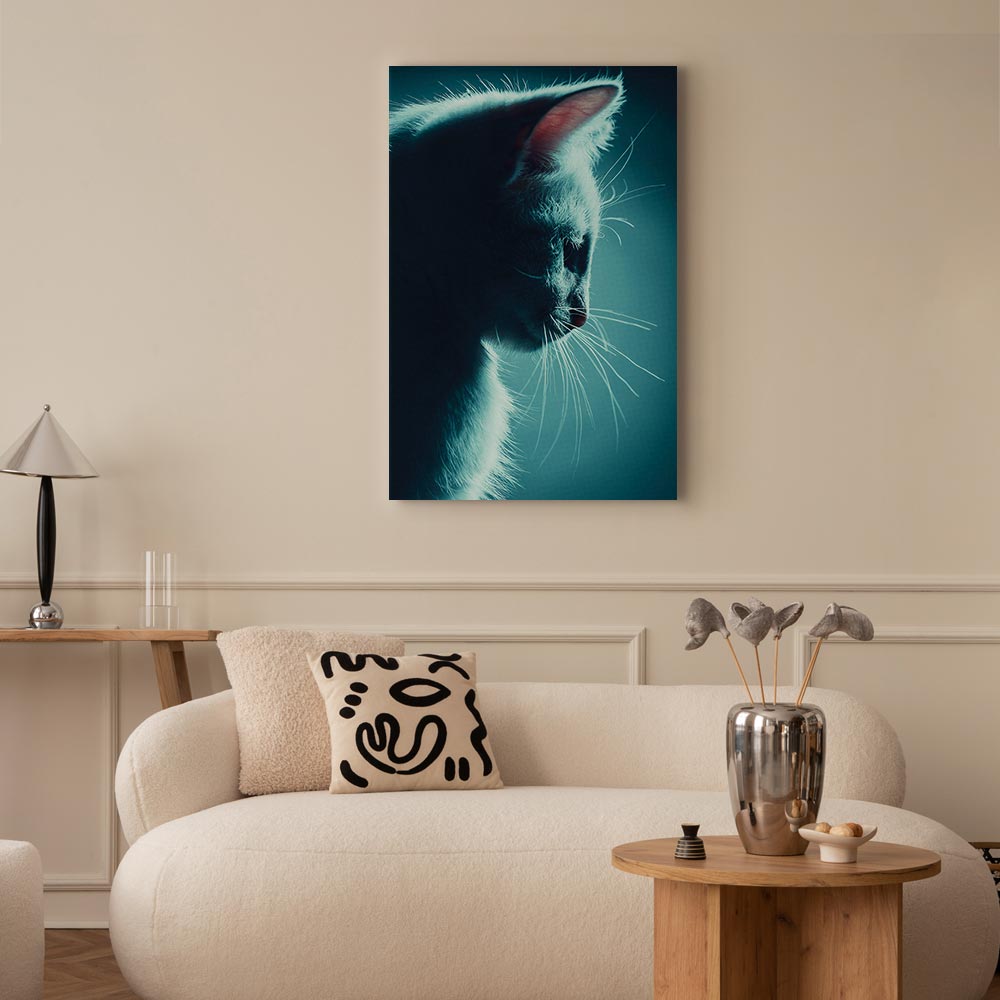 Black Cat Night Walk Vertical Canvas Print