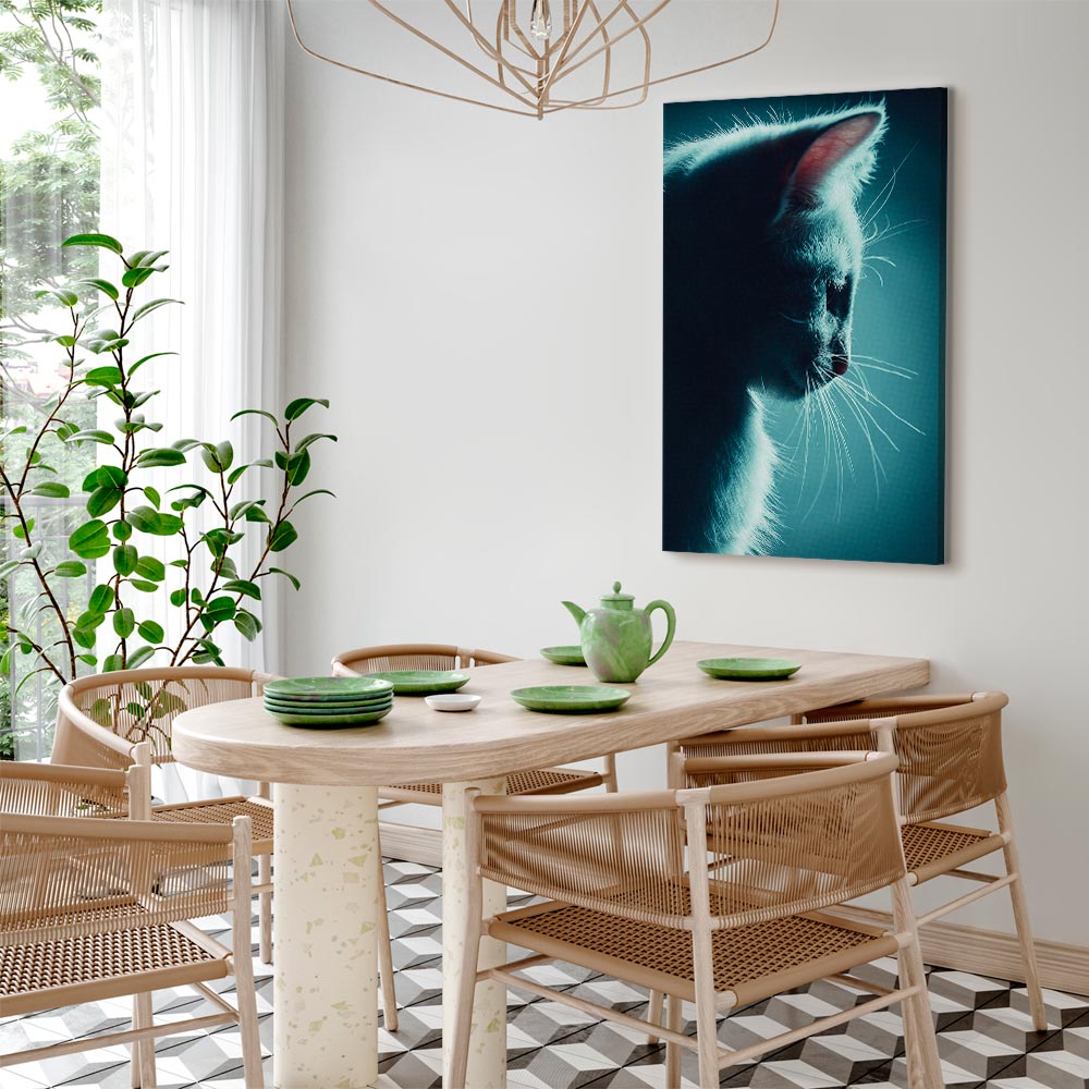 Black Cat Night Walk Vertical Canvas Print