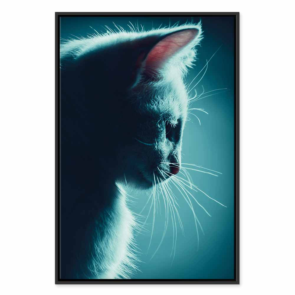 Black Cat Night Walk Vertical Canvas Print