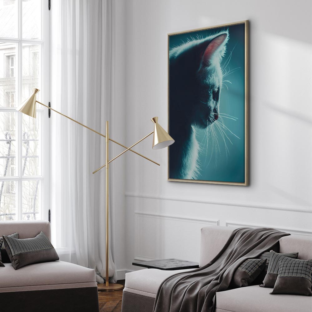 Black Cat Night Walk Vertical Canvas Print