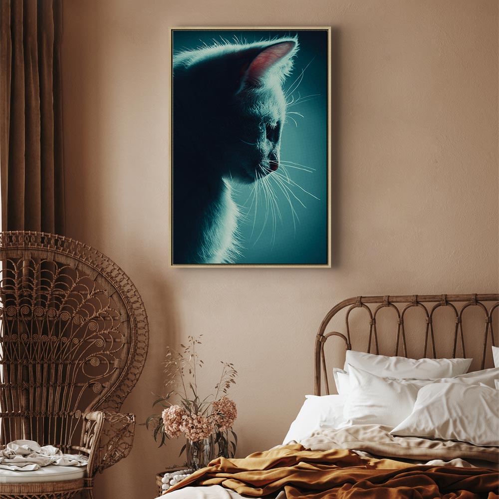 Black Cat Night Walk Vertical Canvas Print