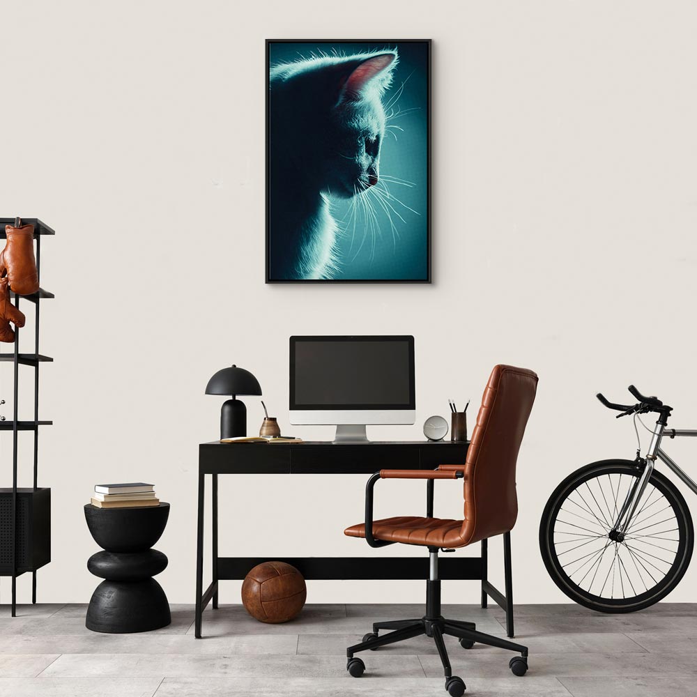 Black Cat Night Walk Vertical Canvas Print