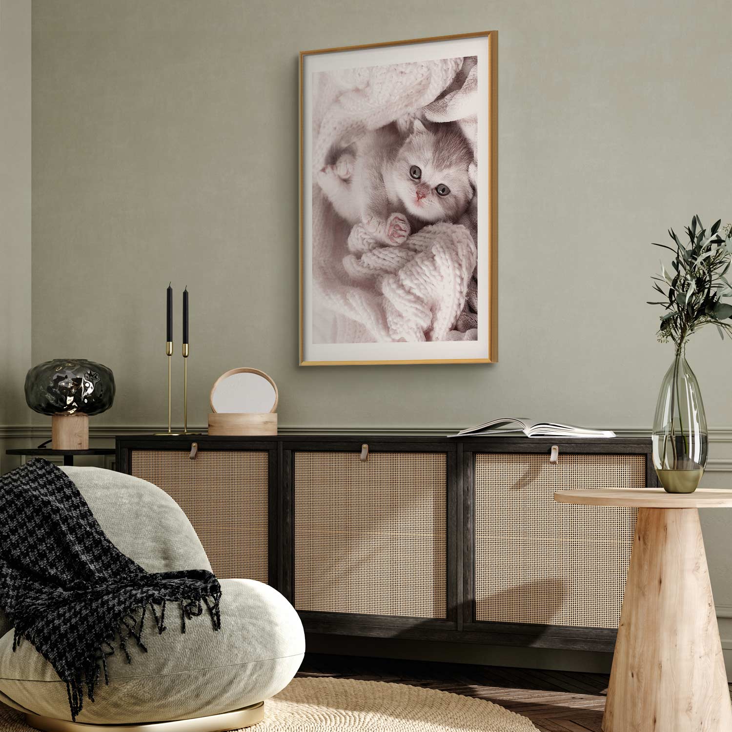 Sleeping Cat Winter Poster