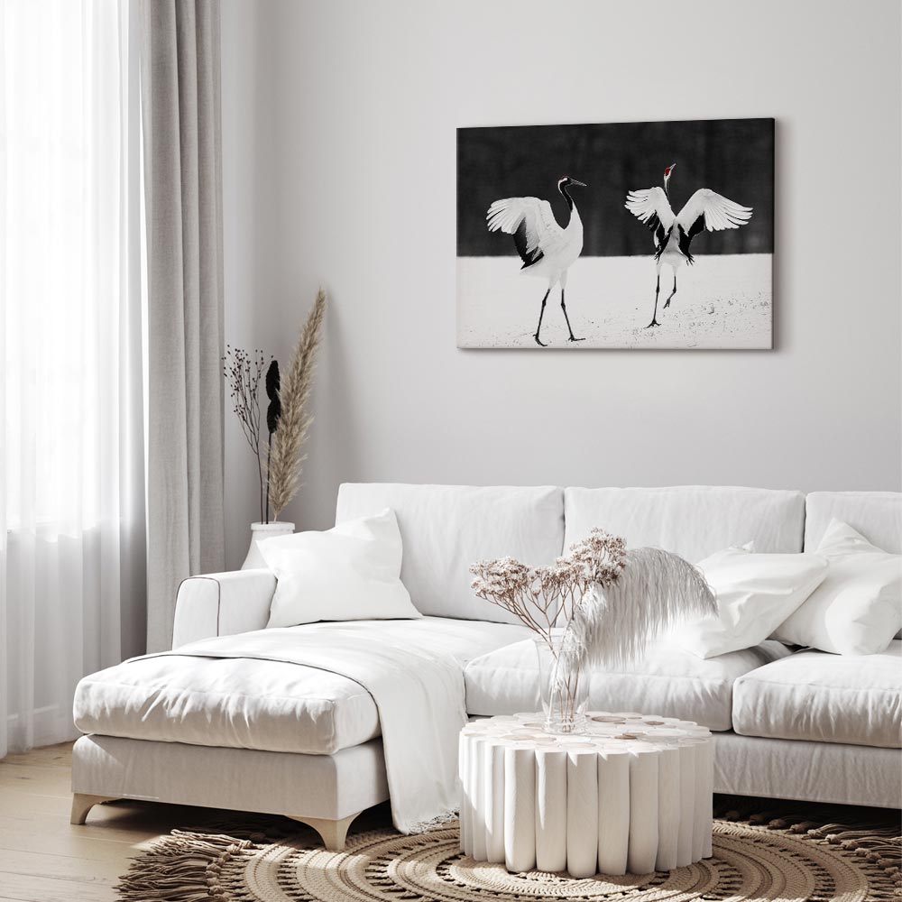 Dancing Cranes Winter Canvas Print