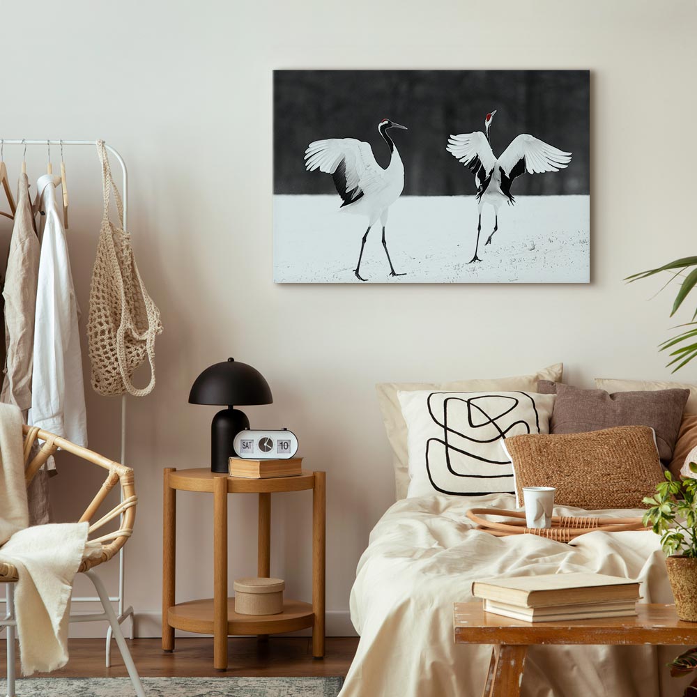 Dancing Cranes Winter Canvas Print