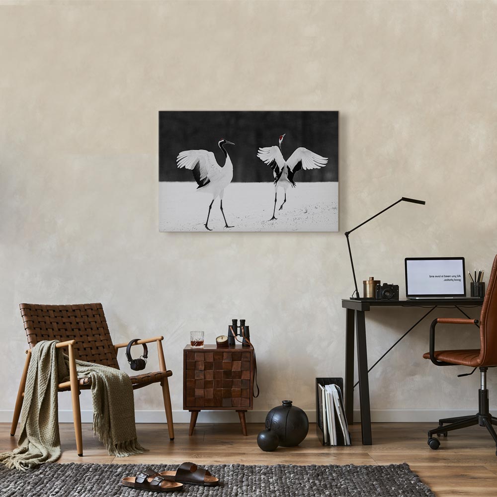 Dancing Cranes Winter Canvas Print
