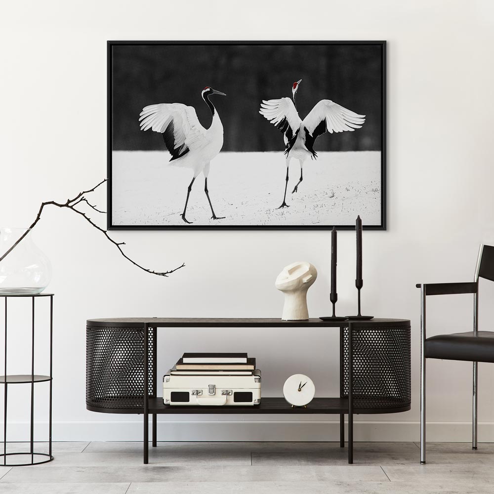 Dancing Cranes Winter Canvas Print
