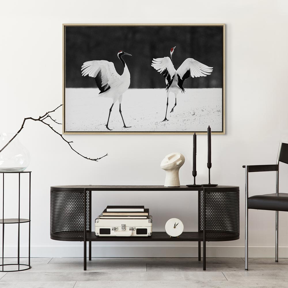 Dancing Cranes Winter Canvas Print