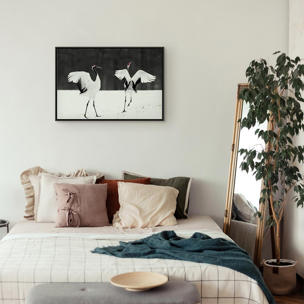 Dancing Cranes Winter Canvas Print