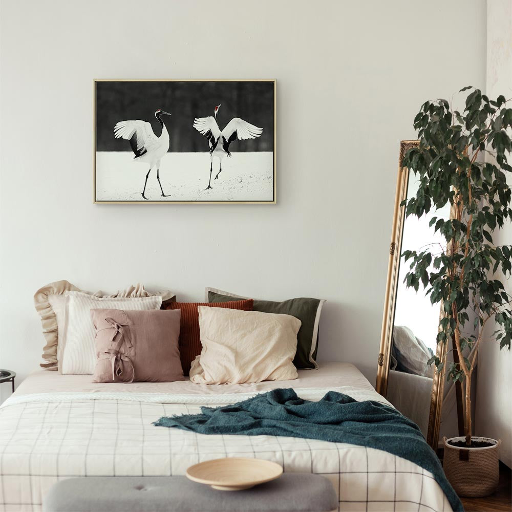 Dancing Cranes Winter Canvas Print