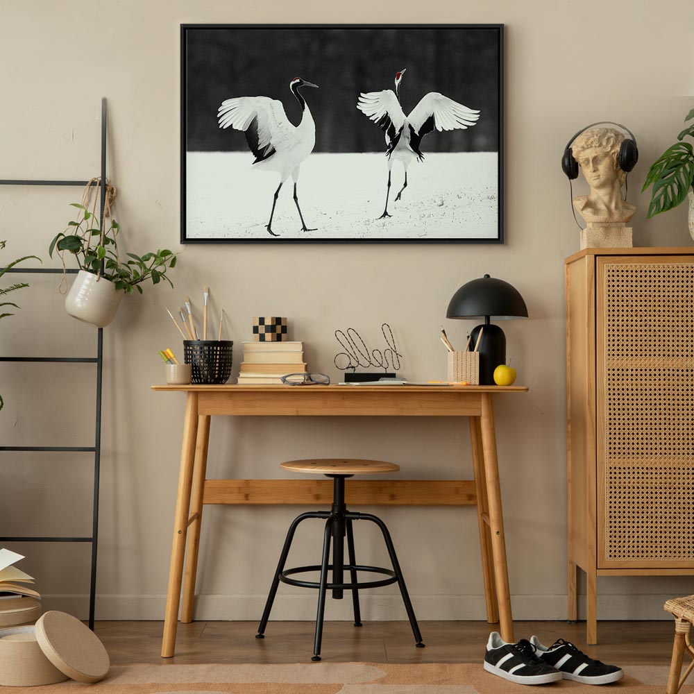 Dancing Cranes Winter Canvas Print
