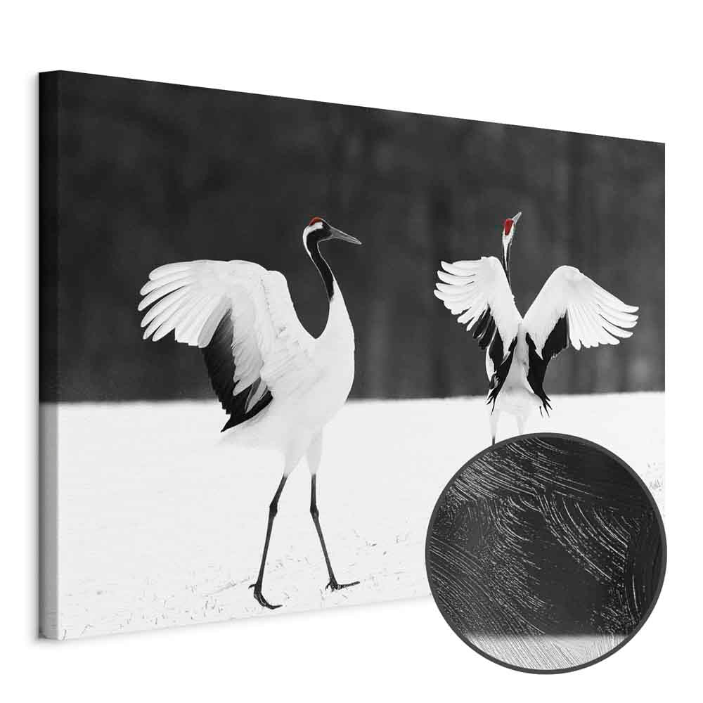 Dancing Cranes Winter Canvas Print