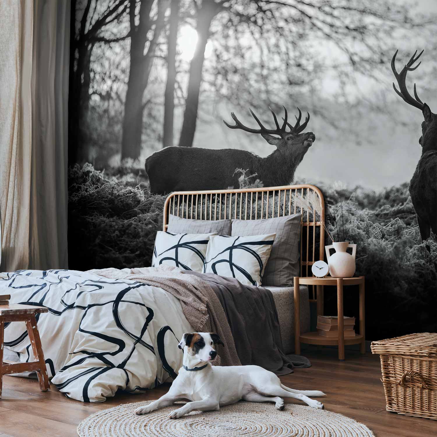 Deers in Morning Forest Nature Wall Mural