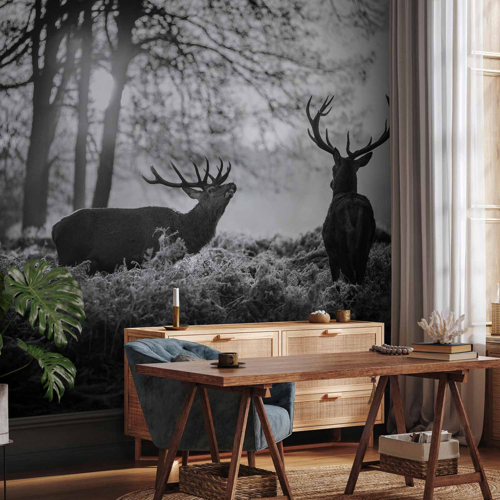 Deers in Morning Forest Nature Wall Mural