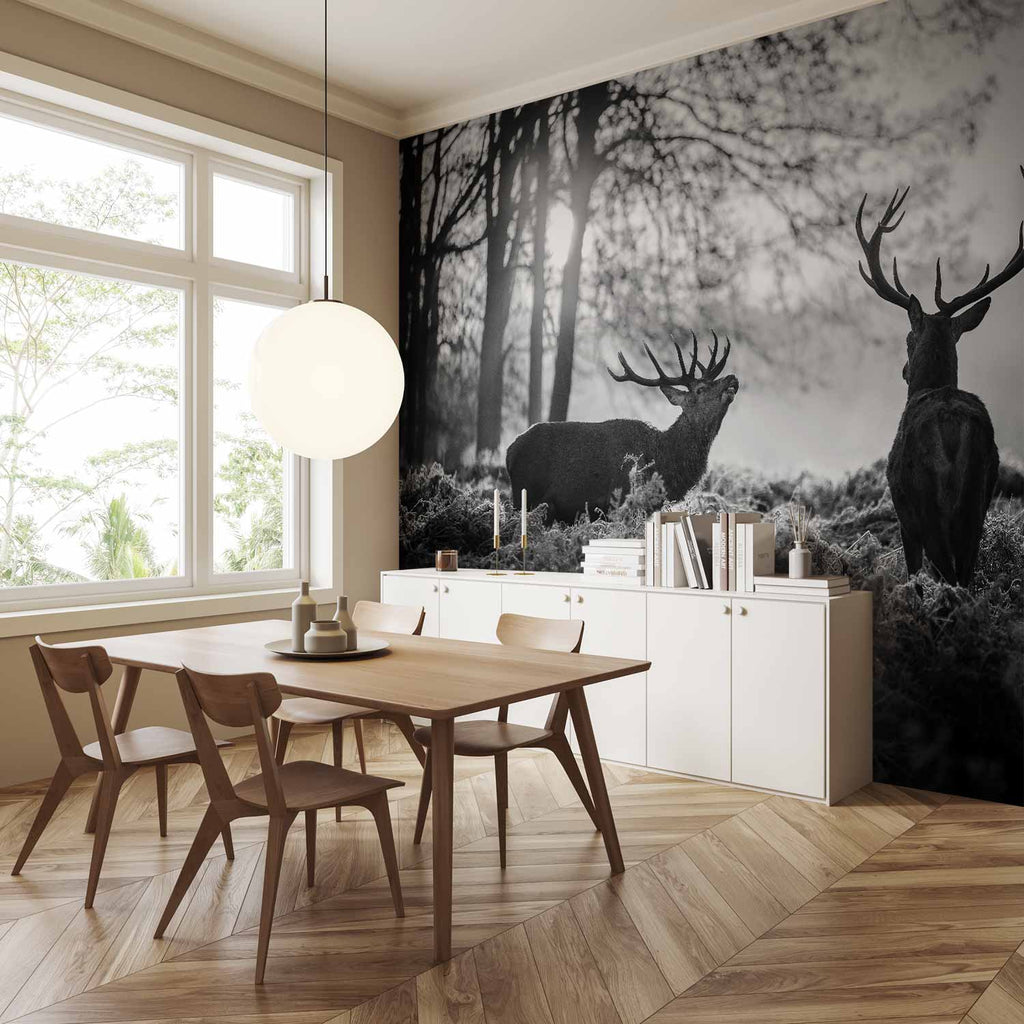 Deers in Morning Forest Nature Wall Mural