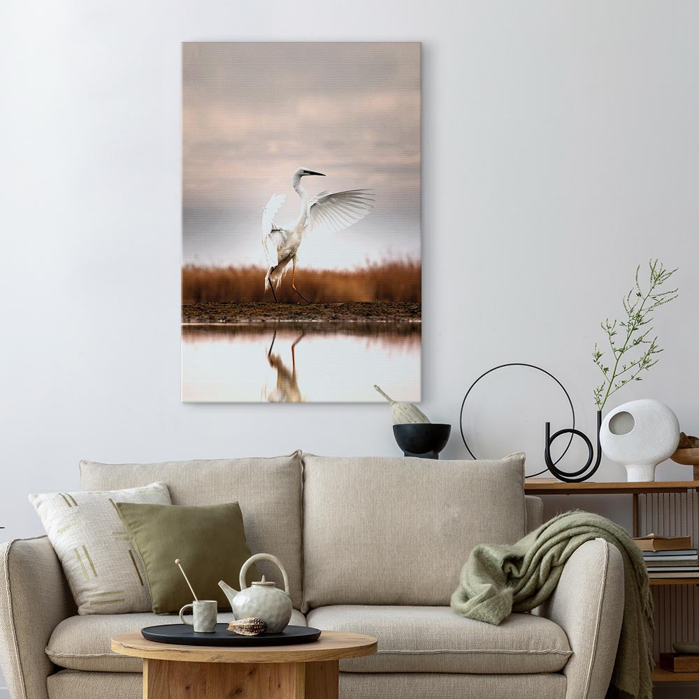Autumn Lake Birds Nature Canvas Print