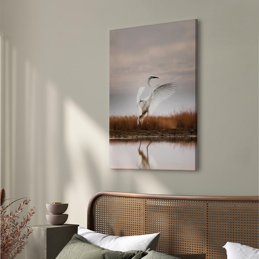 Autumn Lake Birds Nature Canvas Print