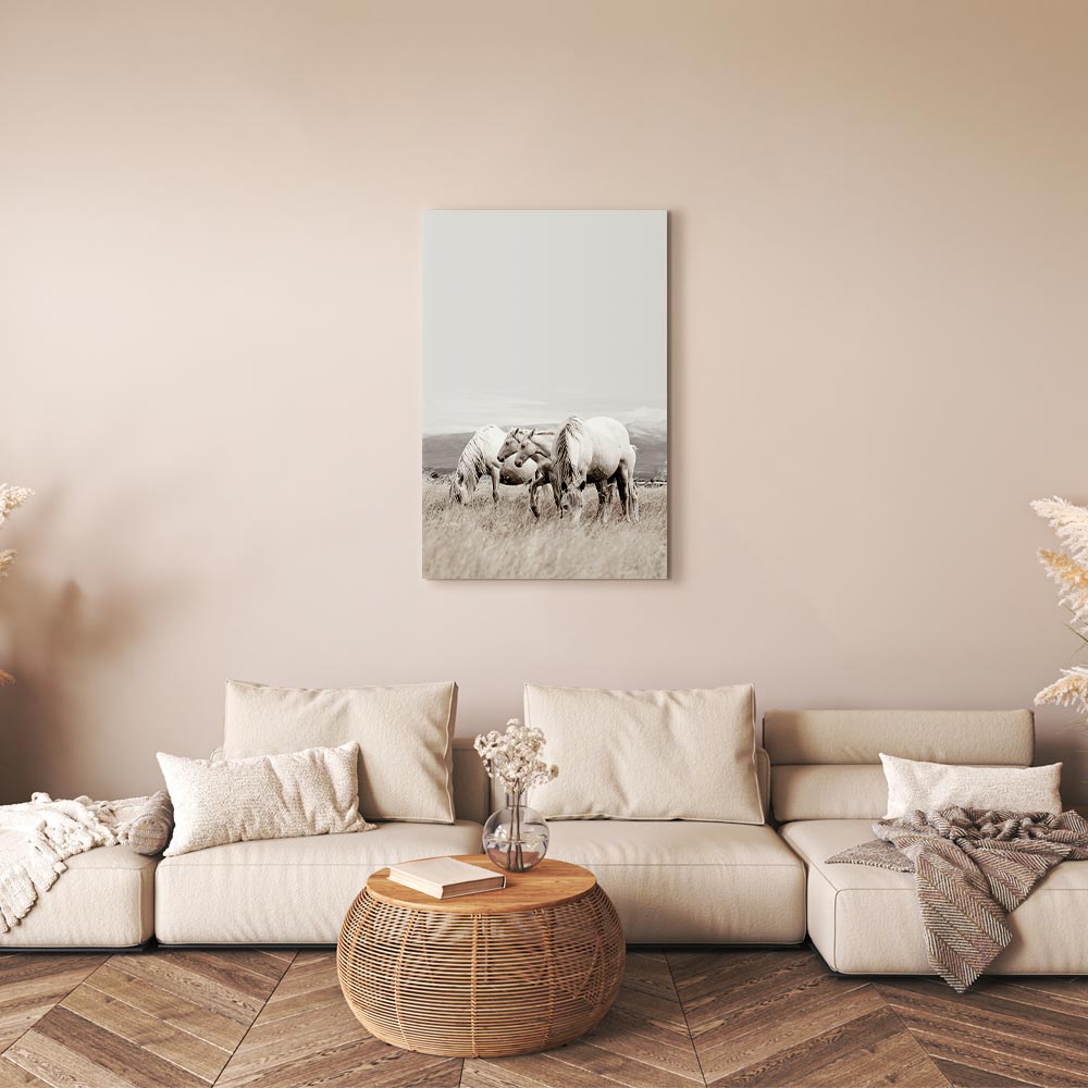 White Horses Nature Canvas Print