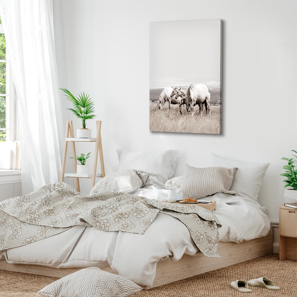 White Horses Nature Canvas Print