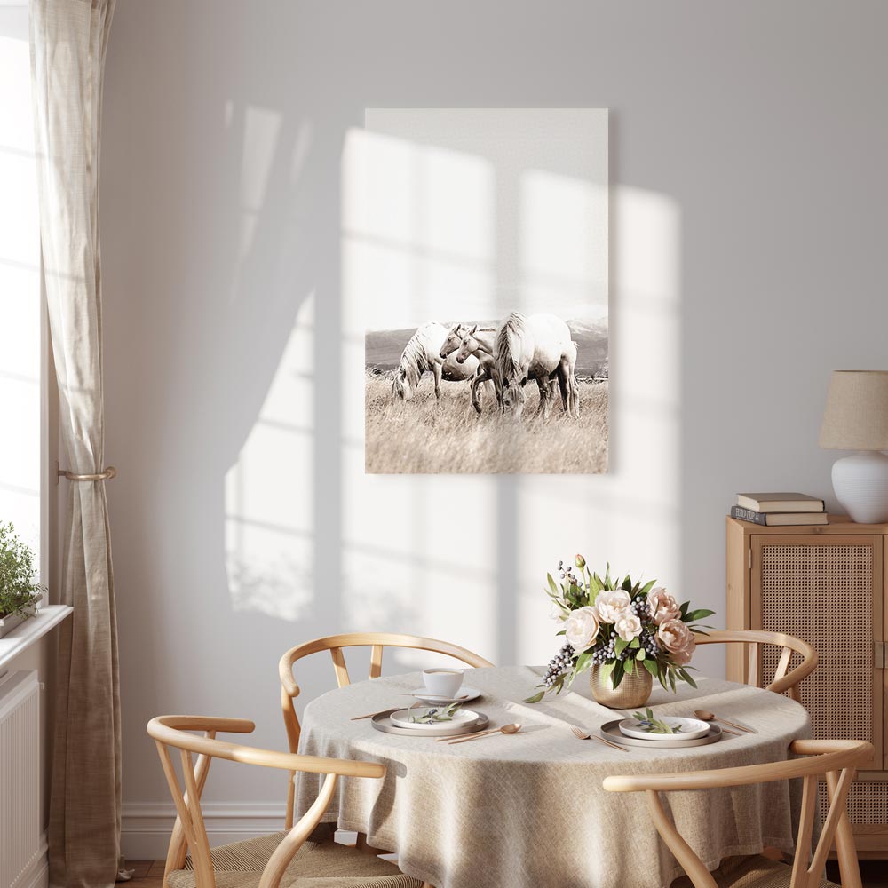 White Horses Nature Canvas Print