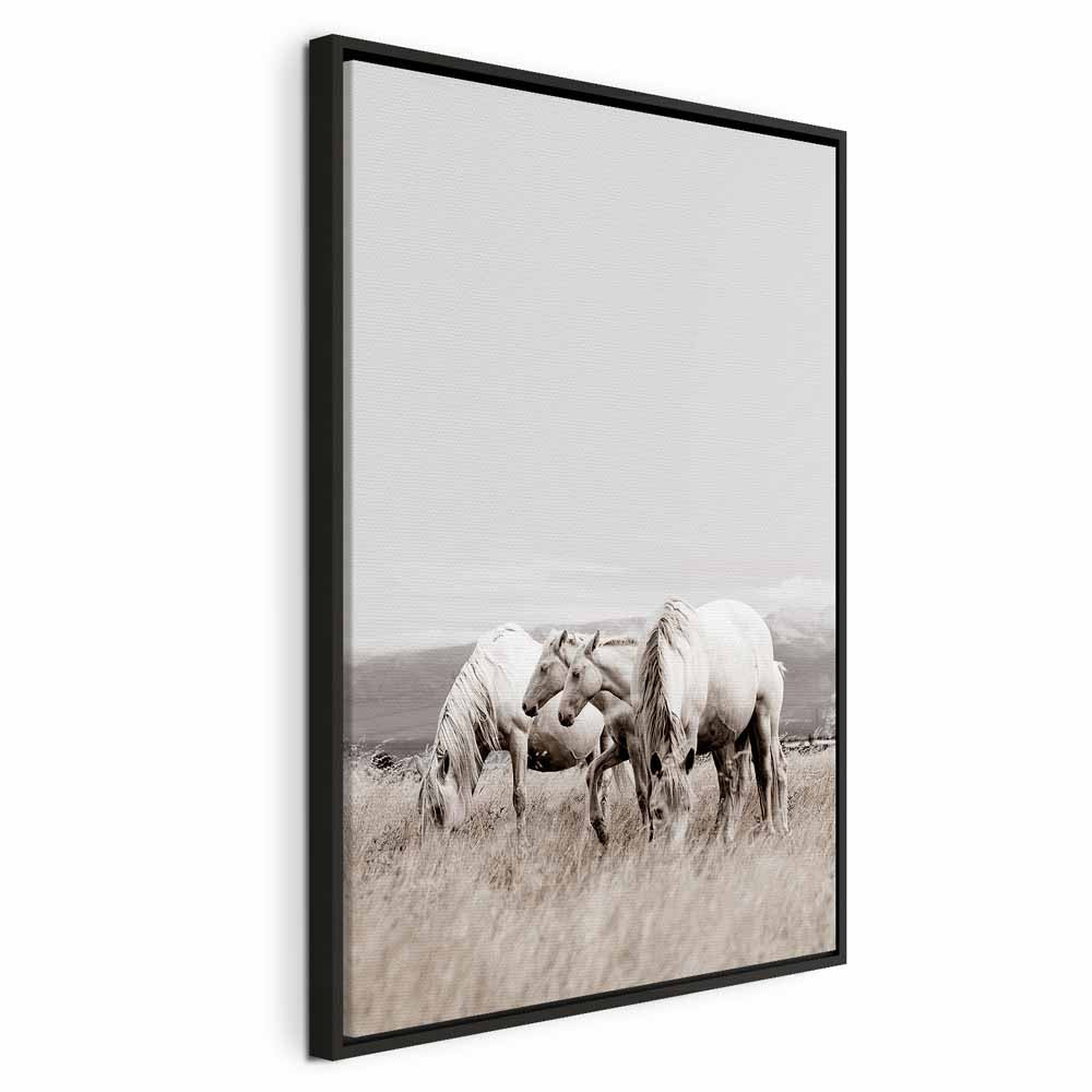White Horses Nature Canvas Print