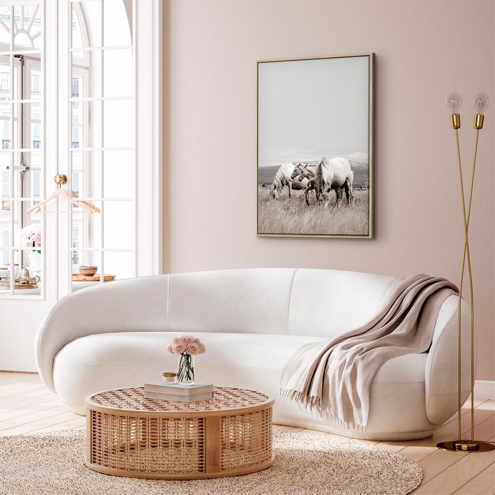 White Horses Nature Canvas Print