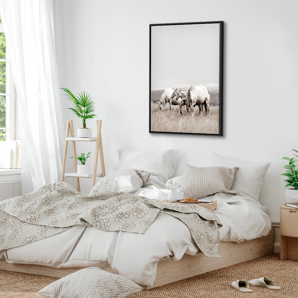 White Horses Nature Canvas Print