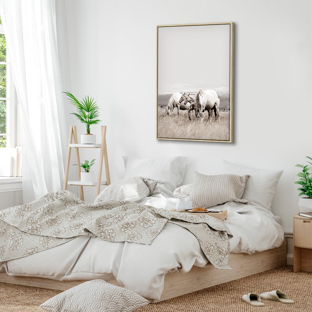 White Horses Nature Canvas Print