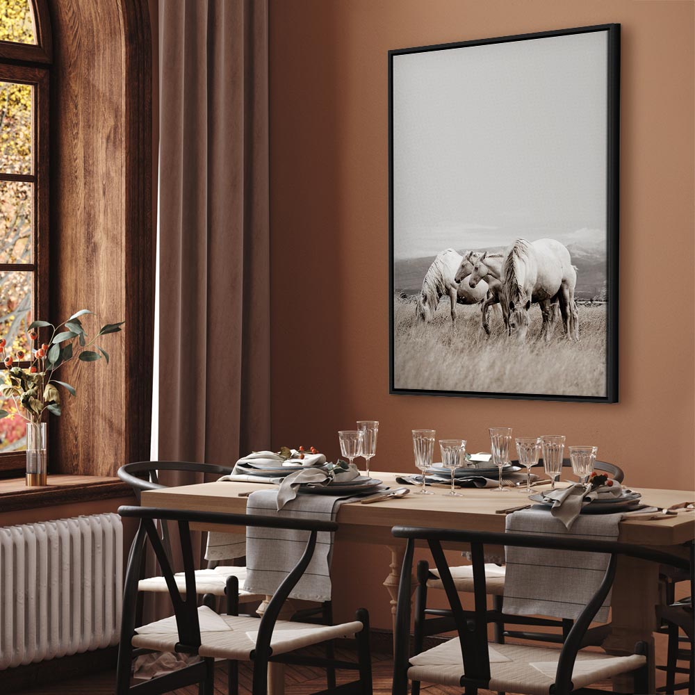 White Horses Nature Canvas Print