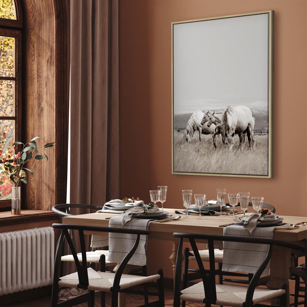 White Horses Nature Canvas Print